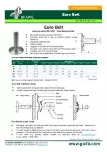 Product Datasheet - Euro (approx. DIN 15237) Bolts