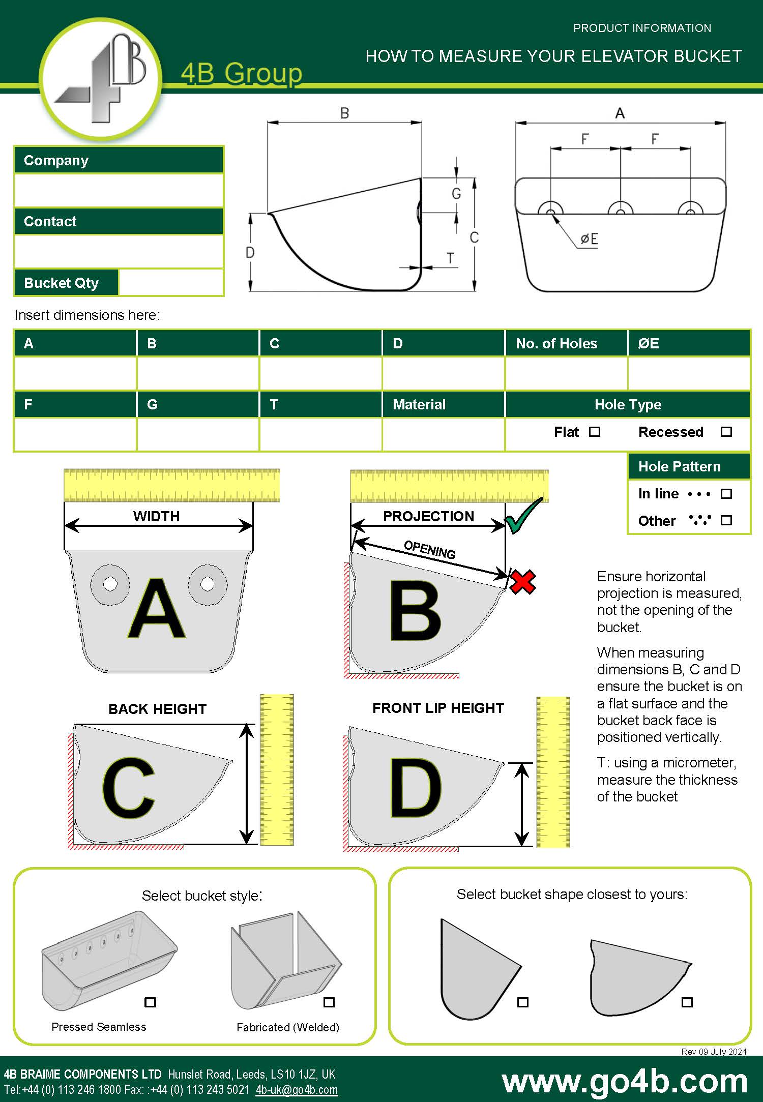 How to measure your elevator bucket