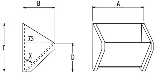 MF Nylathane™  Elevatorbecher - technische Zeichnung