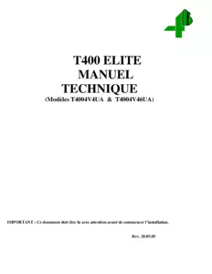 Manuel - T400 Elite (T4004V4UA & T4004V46UA)