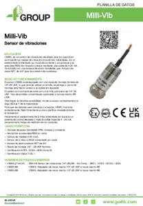 Planilla de datos - Milli-Vib sensor de vibración