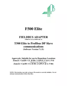Product Manual - F500 Elite Profibus for Watchdog
