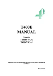 Product Manual - T400 Elite (PTC Version)