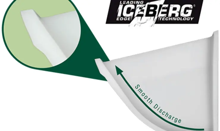 CC-S® Iceberg Edge front lip and smooth discharge design