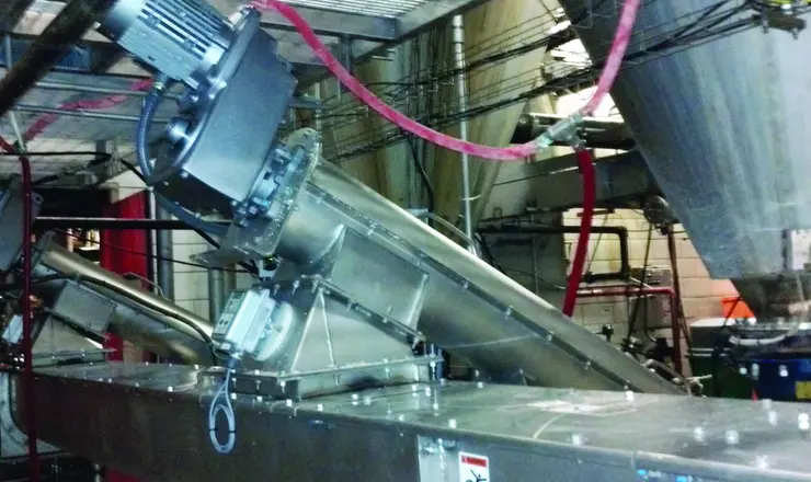 Autoset Flush Probe installed on screw conveyor discharge